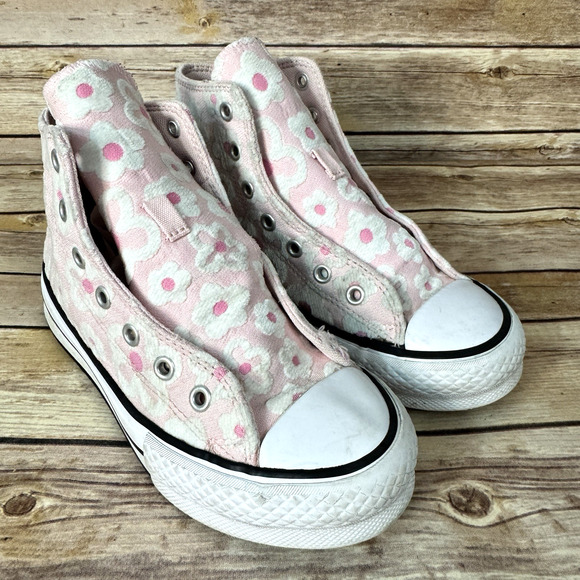 Converse Chuck Taylor All Star Girls Pink White Floral Lift High Top Sneakers 2 - Picture 1 of 9
